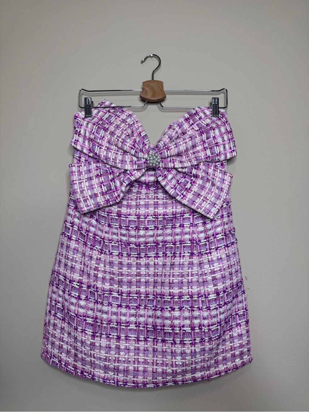 Windsor Lilac Tweed Dress with Decorative Bow